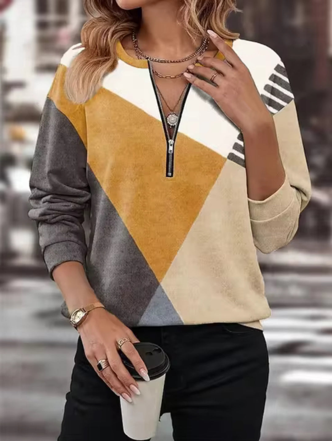 Willow | Geometric Half Zip Sweater