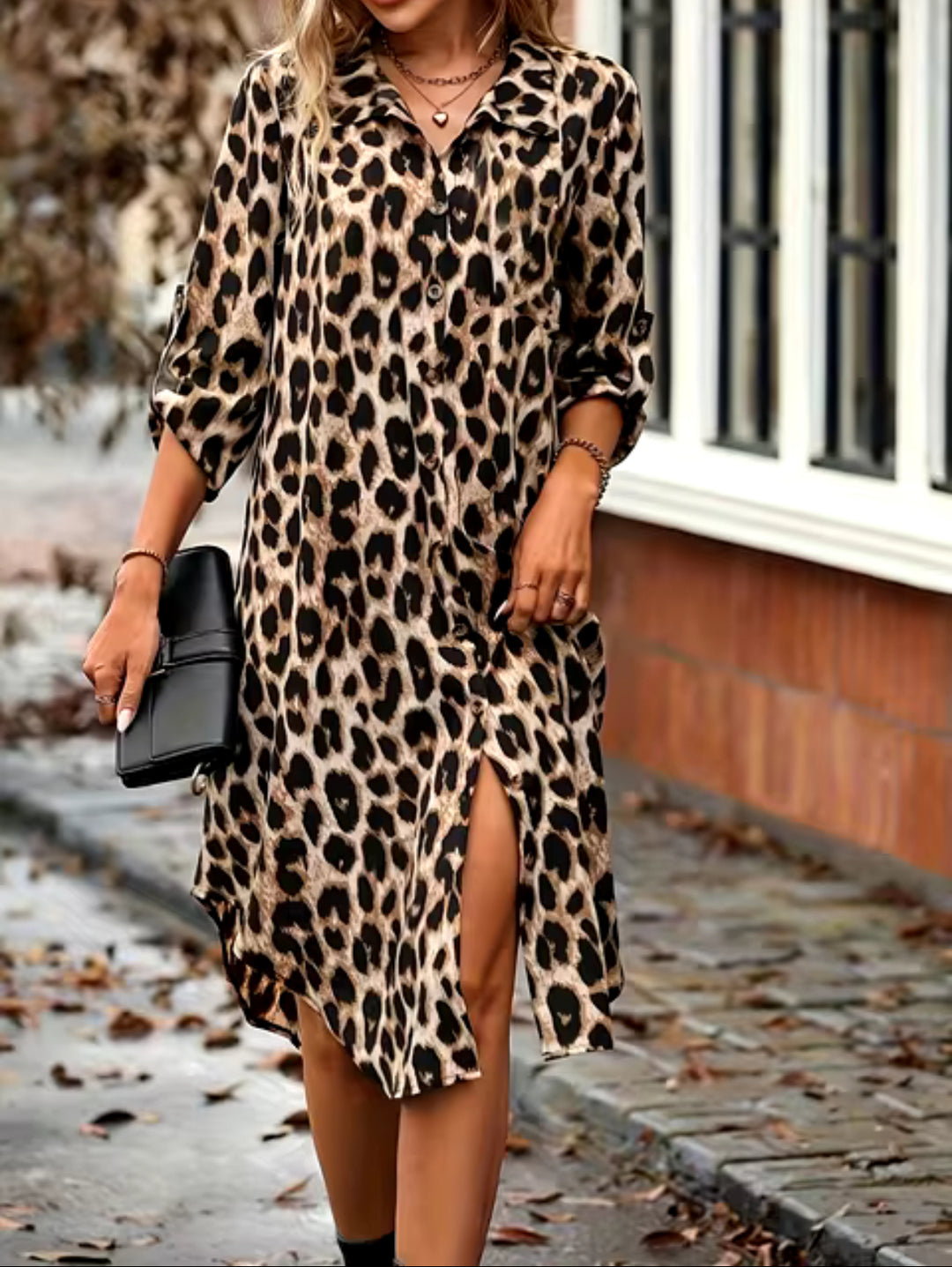 Lauren | Leopard Button Up Dress